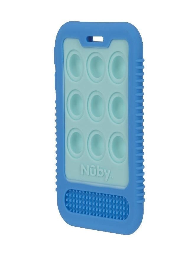 Nuby Baby Teething Toy - BPA Free - 3+ Months - Giggle Bytes Sensory Popper Cellphone - Blue