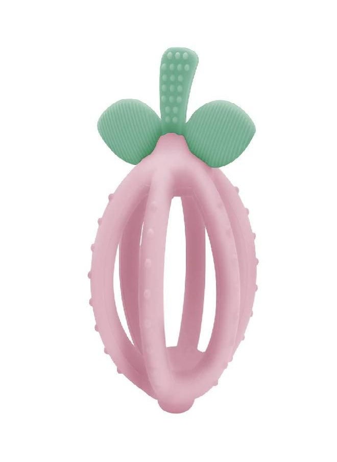 Itzy Ritzy Teething Ball & Training Toothbrush - Silicone, BPA-Free Bitzy Biter Lemon-Shaped Teething Ball Featuring Multiple Textures to Soothe gums & an Easy-To-Hold Design, Pink Lemonade