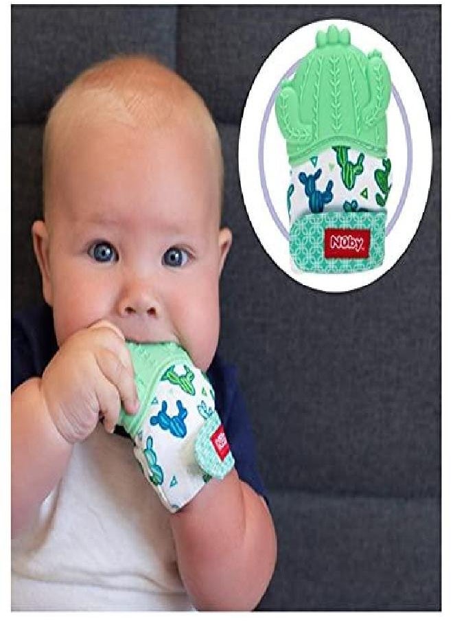 Nuby Happy Hands Silicone Teething Mitten: 3M+, Rainbow, Pink (80725)