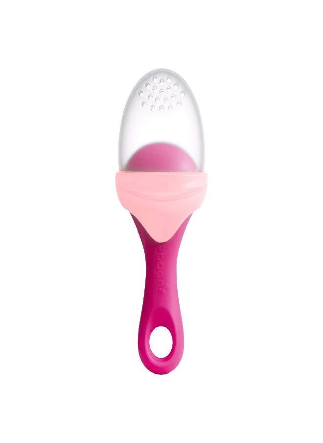Boon PULP Silicone Baby Feeder - 1 Count - Pink and Blush - Soft Silicone Vegetable and Fruit Feeders - Teething Baby Essentials