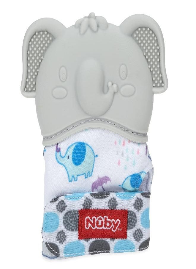 Nuby Happy Hands Silicone Teething Mitten: 3M+, Elephant, Gray (80729)