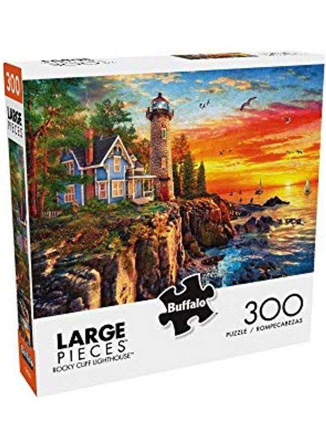 300-Piece Rocky Cliff Light House Jigsaw Puzzle Set 21.25x15inch