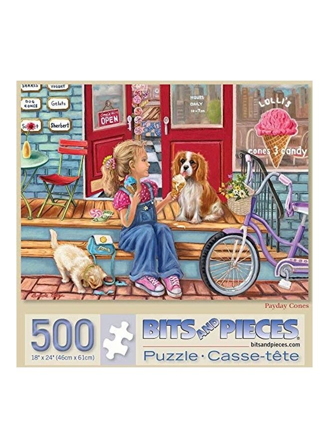 Payday Cones 500 Piece Jigsaw Puzzles For AdultsPuzzle Measures 18 Inch X 24 Inch500 Pc Outdoor Summer Time Girl Dog Ice Cream Bike Shop Cat Jigsaws By Artist Brooke Faulder