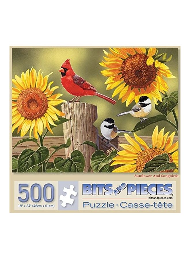 500-Piece Sunflower And Songbirds Jigsaw Puzzle Set