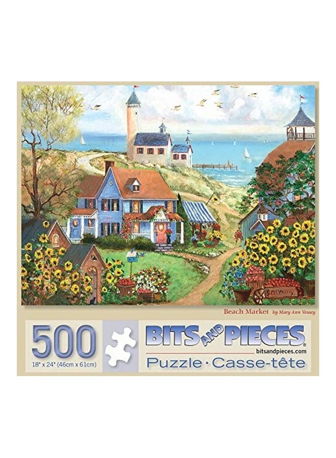 500-Piece Beach Ocean Coast Flower Market Jigsaw Puzzle Set