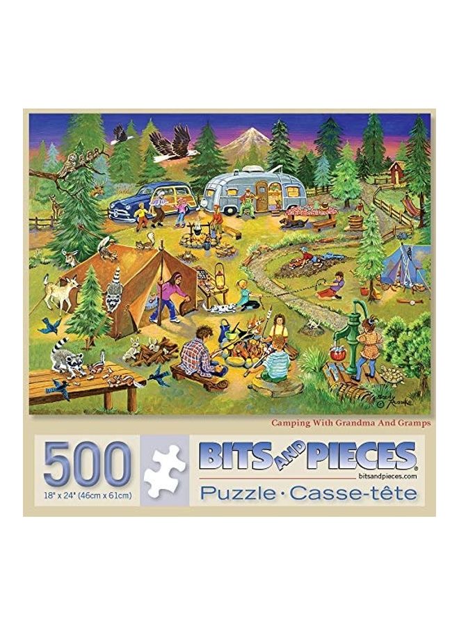 500-Piece Camping With Grandma And Gramps Jigsaw Puzzles Set