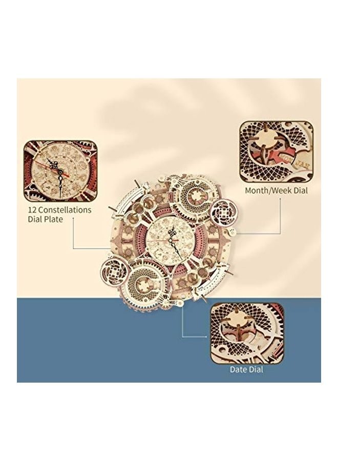 3D Wooden Puzzles Zodiac Wall Clock Model Kits to Build DIY Mechanial Building Set 13inch