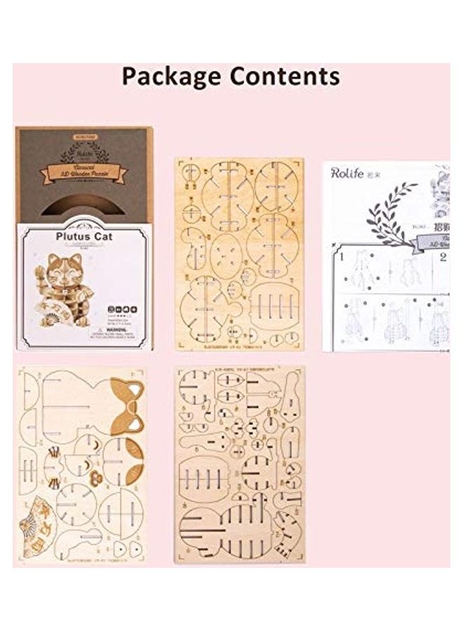 3D Wooden Puzzle Lucky Cat (Plutus Cat) 11cm