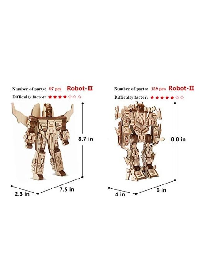 4-Piece  3D Wooden Robot Puzzle Set 9inch