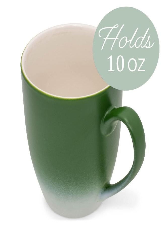 Elanze Designs Green White Two Toned Ombre Matte 12 ounce Ceramic Stoneware Coffee Cup Mugs Set of 4