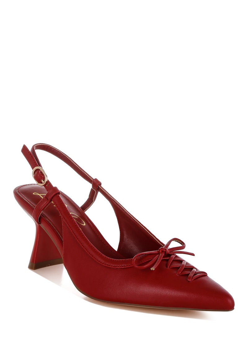 Kitten Heel Pointy Slingbacks in Red