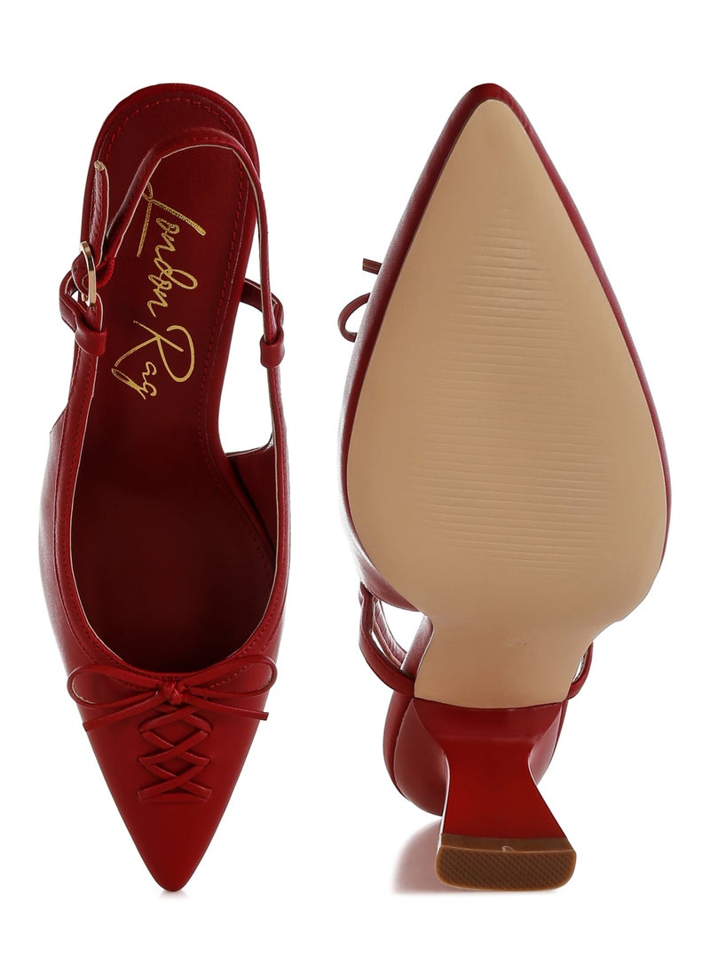 Kitten Heel Pointy Slingbacks in Red