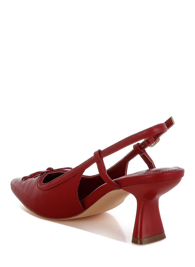 Kitten Heel Pointy Slingbacks in Red