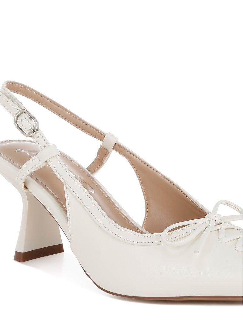 Kitten Heel Pointy Slingbacks in White