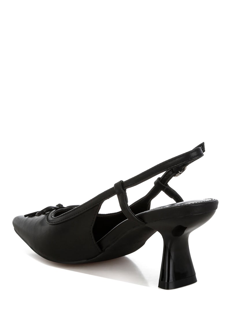 Kitten Heel Pointy Slingbacks in Black