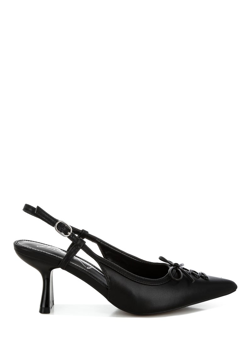 Kitten Heel Pointy Slingbacks in Black