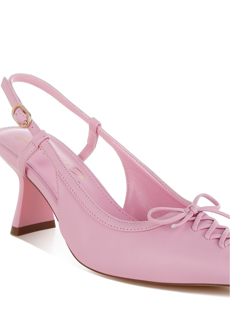 Kitten Heel Pointy Slingbacks in Pink