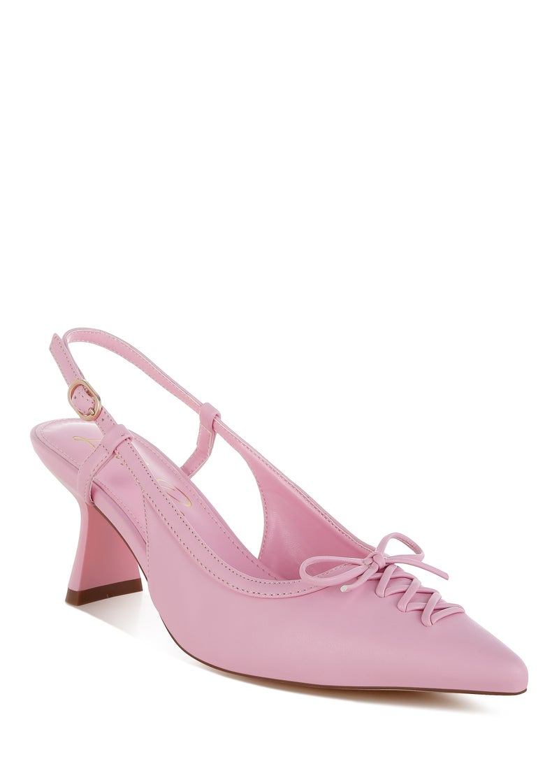 Kitten Heel Pointy Slingbacks in Pink