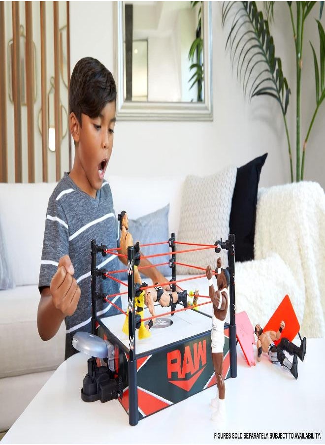 Mattel WWE Kickout Ring Wrekkin Playset with Randomized Ring Count, Springboard Launcher, Crane, WWE Championship & Accessories, 13-Inch X 20-Inch Ring