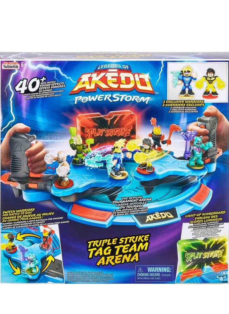 Akedo Legends of Powerstorm Triple Strike Tag Team Arena (Non Language) with 40+ Battle Sound Effects, Light Up Scoreboard and 2 Battling Warriors exclusive to the playset