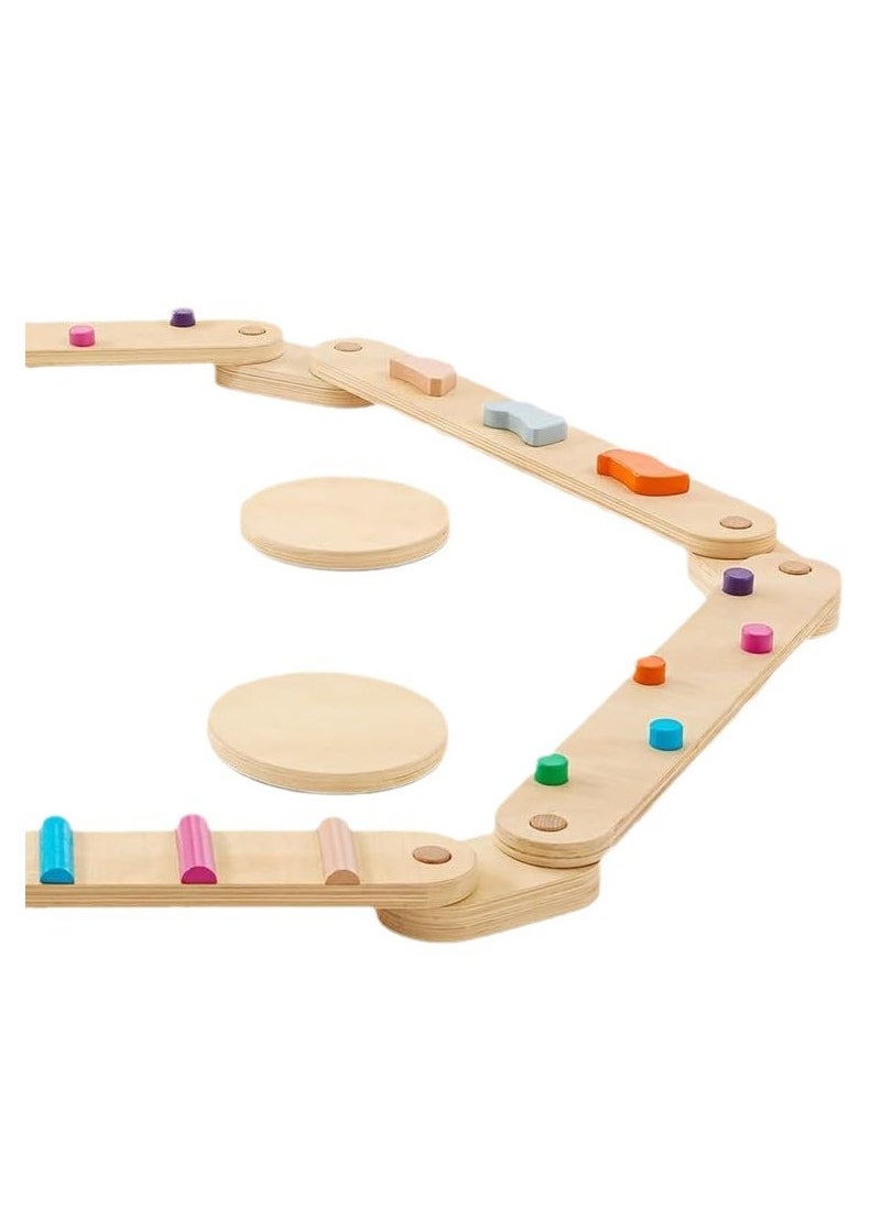 Wooden Balance Beam   6 PCS Toddler Balance Boards   Six Discs with Non-slip Pads  Montessori Balance Beam for Kids  Development  Build Coordination Gymnastics Obstacle Motor Skill for Kid Outdoor Activity Toys