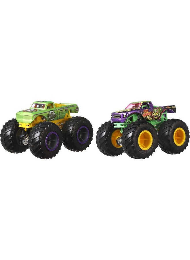 Monster Trucks Toy Trucks 2-Pack, Demolition Doubles Set Of 2 Vehicles In 1:64 Scale, For Kids & Collectors (Styles May Vary)