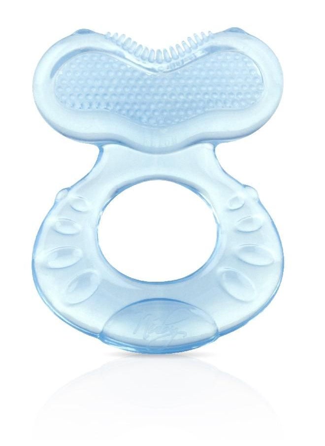 Nuby Silicone Teethe-EEZ Teether with Bristles, Includes Hygienic Case, Blue