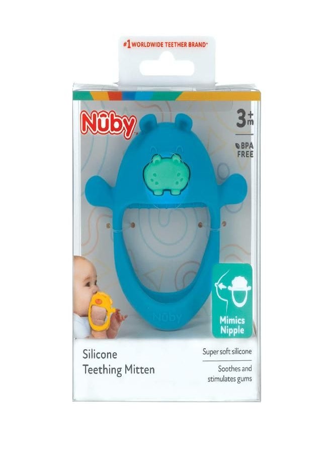 Nuby Silicone Wrist Teething Mitten - BPA-Free Teether Ring - 3+ Months - Hippo