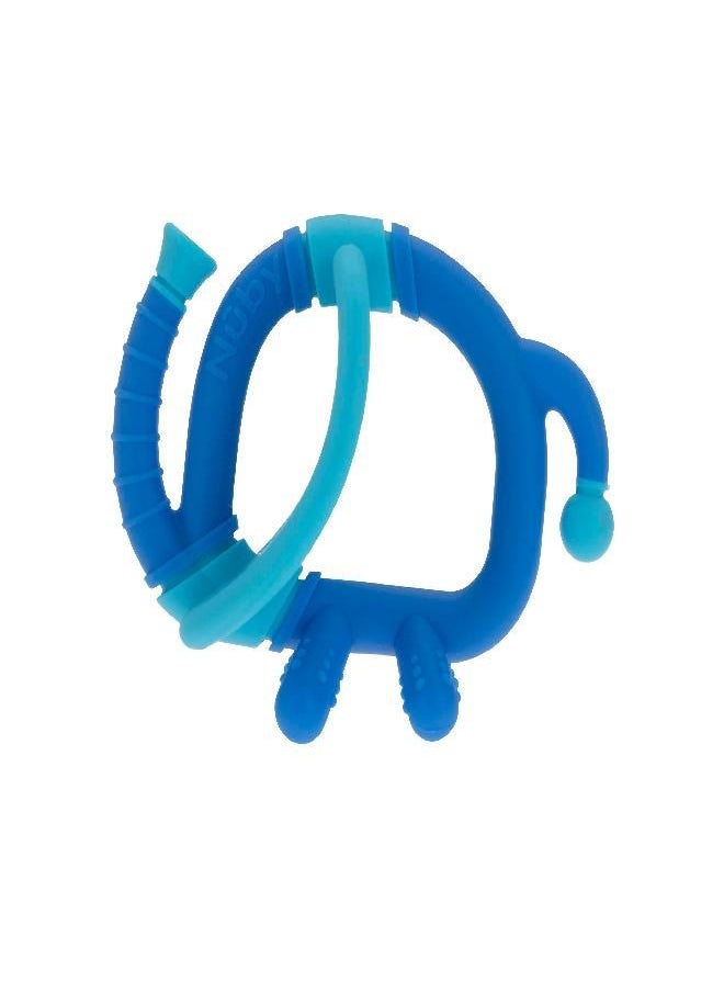 Nuby Geo Zoos Massaging Teether - Baby Teething Toy - Soft BPA-Free Easy Grip - 3+ Months - Elephant