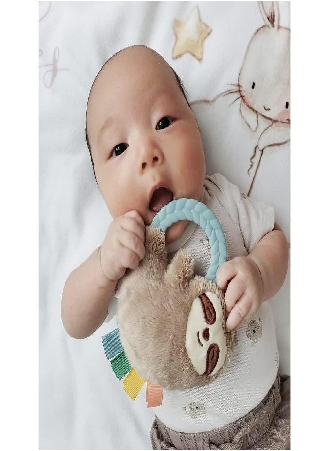 Itzy Ritzy - Ritzy Rattle Pal with Teether; Features A Minky Plush Character, Gentle Rattle Sound & Soft Teether; Sloth