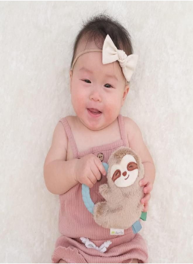 Itzy Ritzy - Ritzy Rattle Pal with Teether; Features A Minky Plush Character, Gentle Rattle Sound & Soft Teether; Sloth
