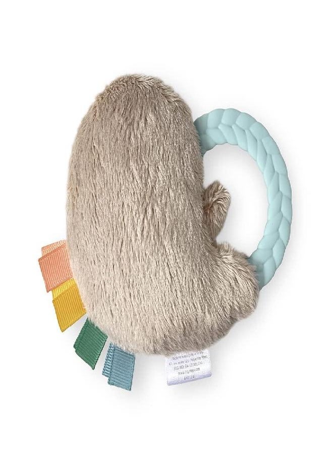 Itzy Ritzy - Ritzy Rattle Pal with Teether; Features A Minky Plush Character, Gentle Rattle Sound & Soft Teether; Sloth