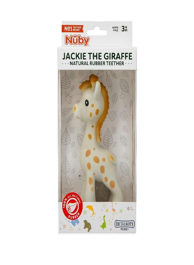 Nuby Jackie The Giraffe Super Soft Teether Toy with Squeaker, 100% Natural Rubber