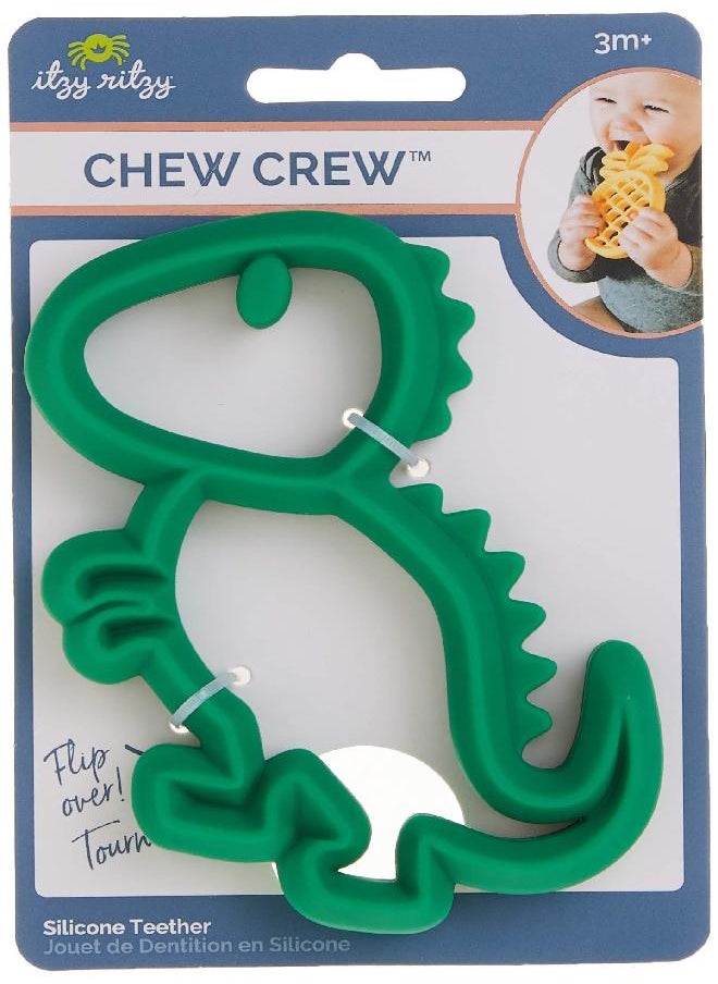 Itzy Ritzy Silicone Baby Teether - BPA-Free Infant Teether with Easy-to-Hold Design & Textured Back Side to Massage & Soothe Sore, Swollen Gums, Dinosaur