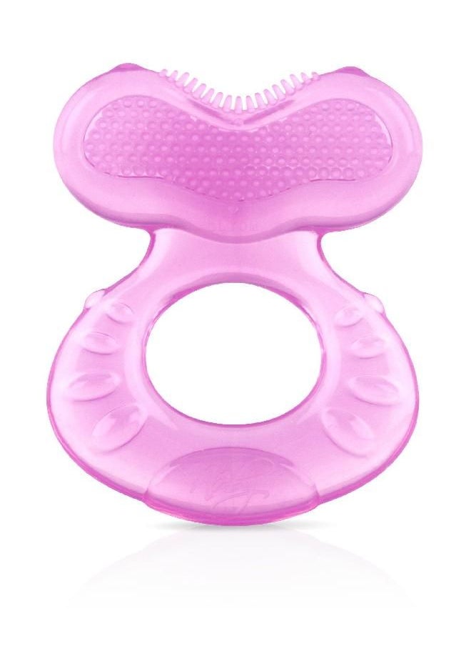 Nuby Silicone Teethe-eez Teether with Bristles, Includes Hygienic Case, Pink