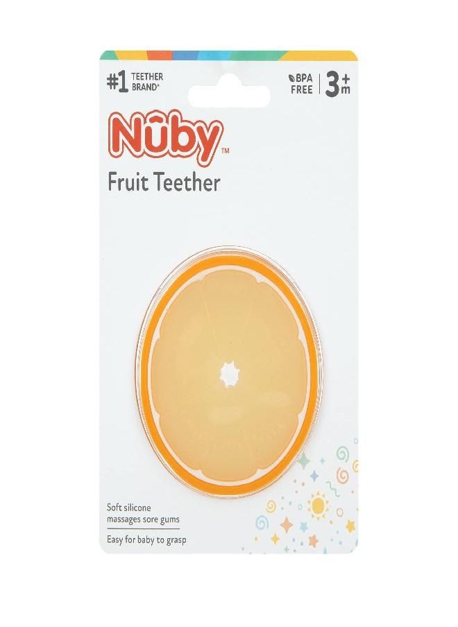 Nuby 100% Silicone Fruit Teether, Orange, 3M+