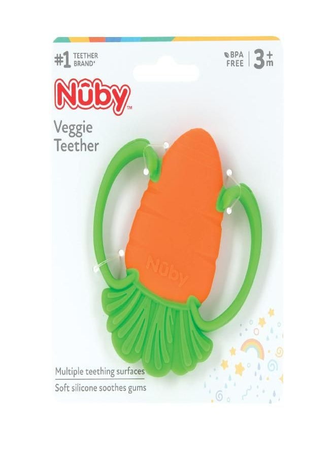 Nuby Veggie Teether for Teething Relief - Soft BPA-Free Baby Teething Toy - 3+ Months - Carrot