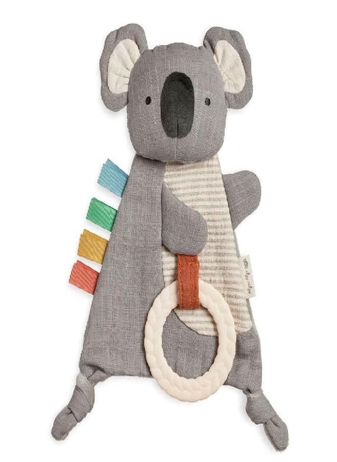 Itzy Ritzy - Bitzy Crinkle Sensory Toy with Teether; Features Ribbons, Crinkle Sound & Soft, Braided Teething Ring; Koala