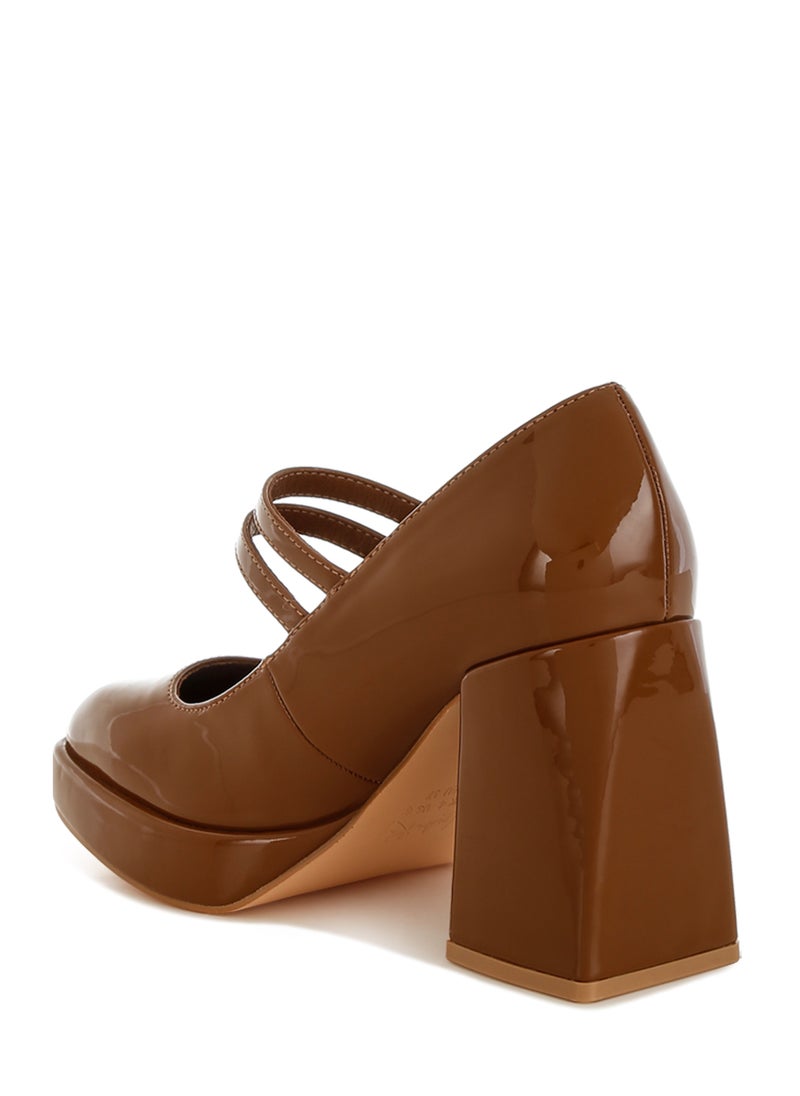 Double Strap Mary Jane Sandals in Tan