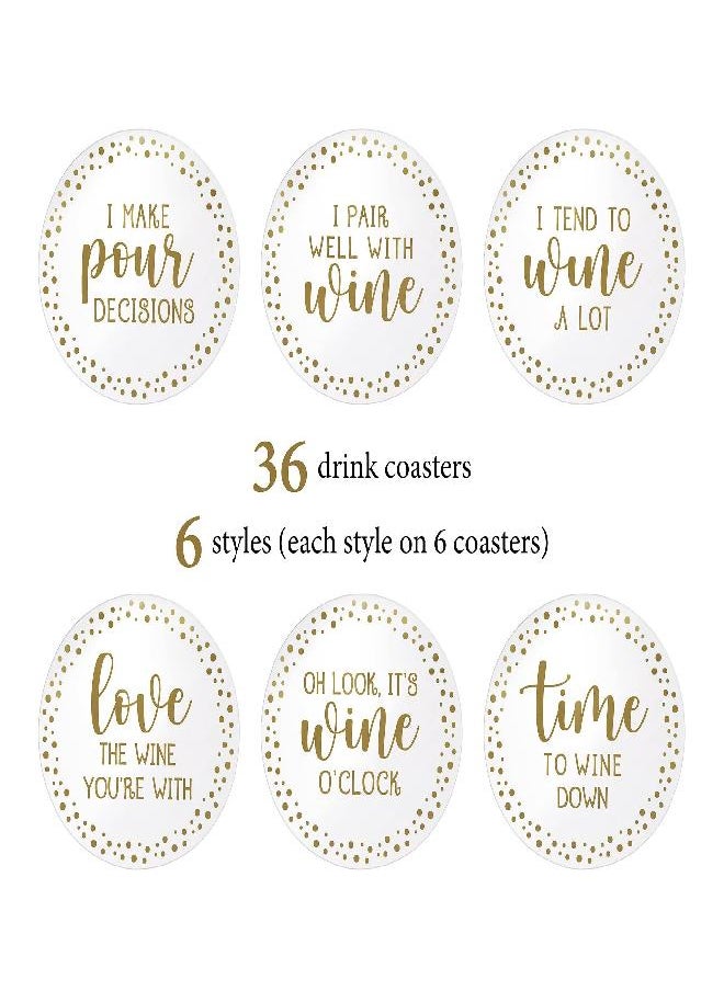 Lillian Rose White & Gold Set of 36 Wine Coasters