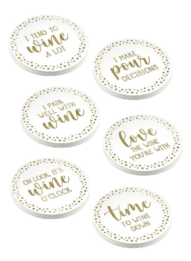 Lillian Rose White & Gold Set of 36 Wine Coasters