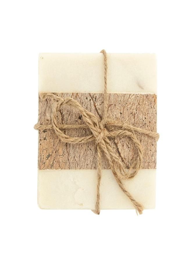 Creative Co-Op Square Marble Coasters with Jute String (Set of 4 Pieces) Glasses and Bar Tools, Brown, 4 Count