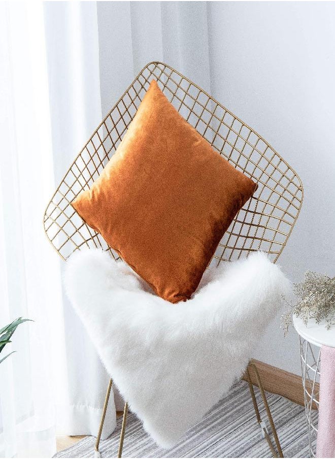 Home Brilliant Velvet Euro Pillow Shams Large Orange Pillow Covers Decorative Throw Pillows for Sofa Bed Office Cafe, 26 x 26 Inch (66cm), Copper