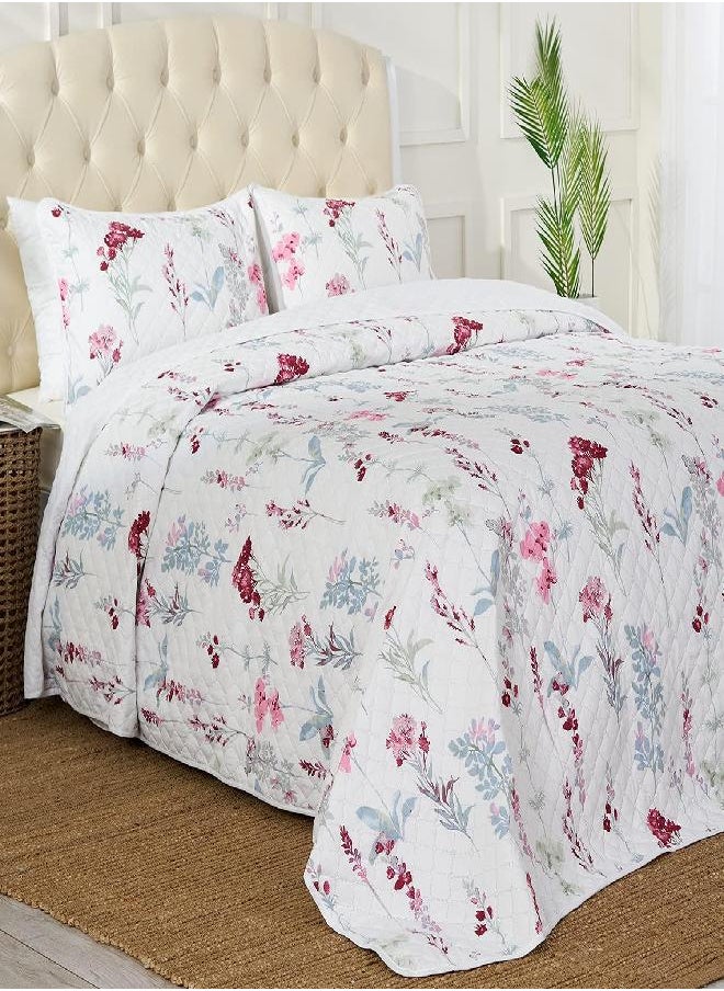 Mellanni Bedspread Coverlet Set - King Bedding Cover with Shams - Ultrasonic Quilting Technology - 3 Piece Oversized Quilt King Size Set - Bedspreads & Coverlets (King, Floral Multi)