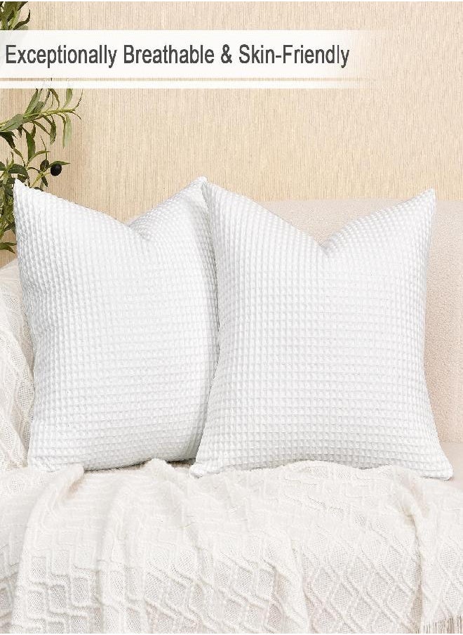 PHF 100% Cotton Waffle Weave Throw Pillow Cover, 22