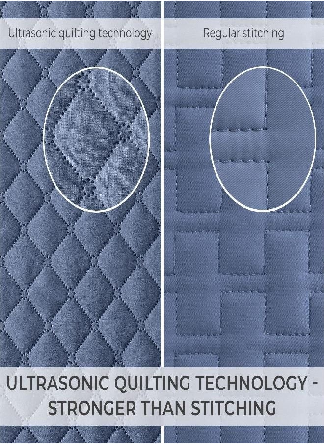 Mellanni Twin Coverlet Bedspread Set - Twin Bedding Cover with Sham - Ultrasonic Quilting Technology - 2 Piece Twin Quilt Set - Bedspreads & Coverlets (Twin, Medallion Blue)