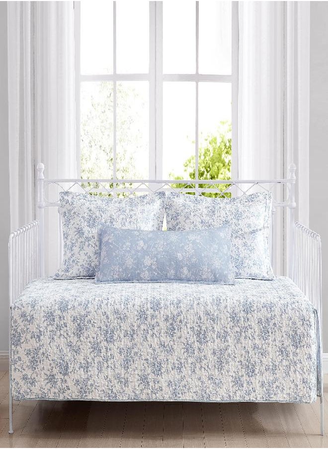 Laura Ashley Home - Daybed Set, Lightweight Bedding with Matching Shams & Pillow Cover, Home Decor for All Seasons (Walled Garden Blue, Daybed) Twin