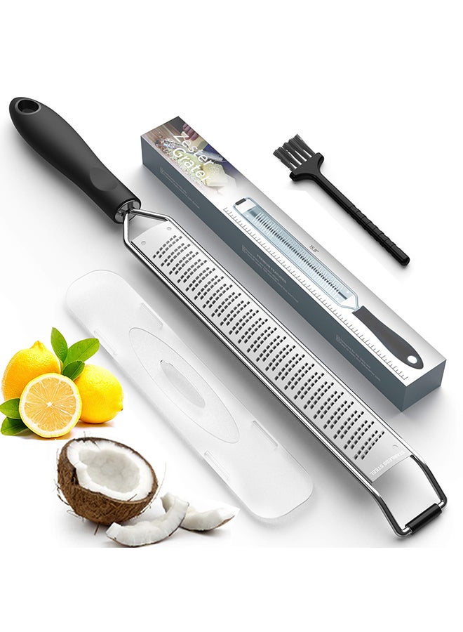 Stainless Lemon Zester And Cheese Grater With Brush Silver/Black