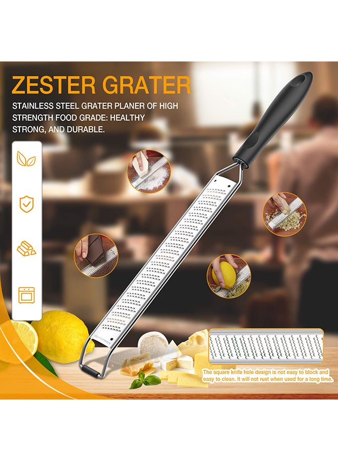 Stainless Lemon Zester And Cheese Grater With Brush Silver/Black