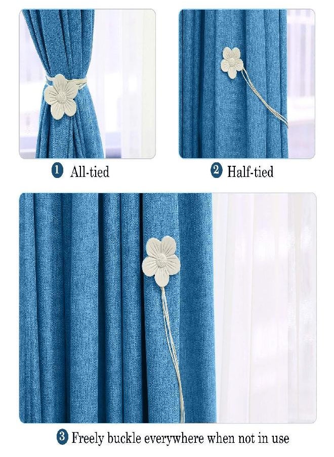 Lewondr Vintage Magnetic Curtain Tieback, 1 Pair Resin Flower Curtain Drapery Holdback Window Curtain Decorative Buckle Holder for Home Cafe Balcony - White